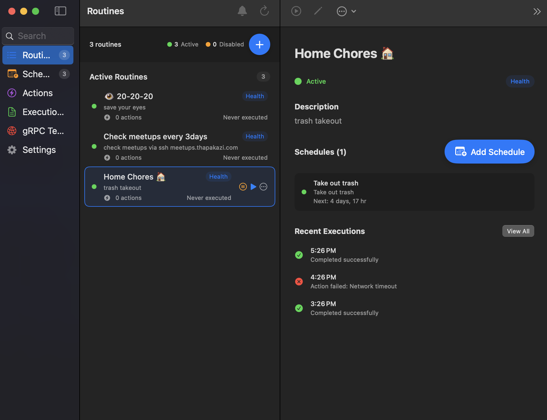 VibeCare App Screenshot - Dark Mode